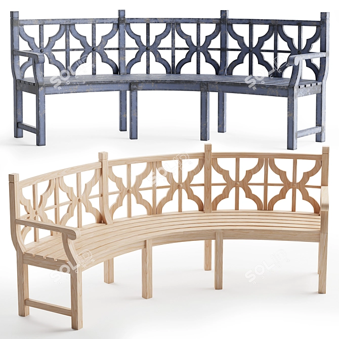 Urban Park Bench: Classic Wood Design 3D model image 1