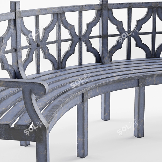 Urban Park Bench: Classic Wood Design 3D model image 2