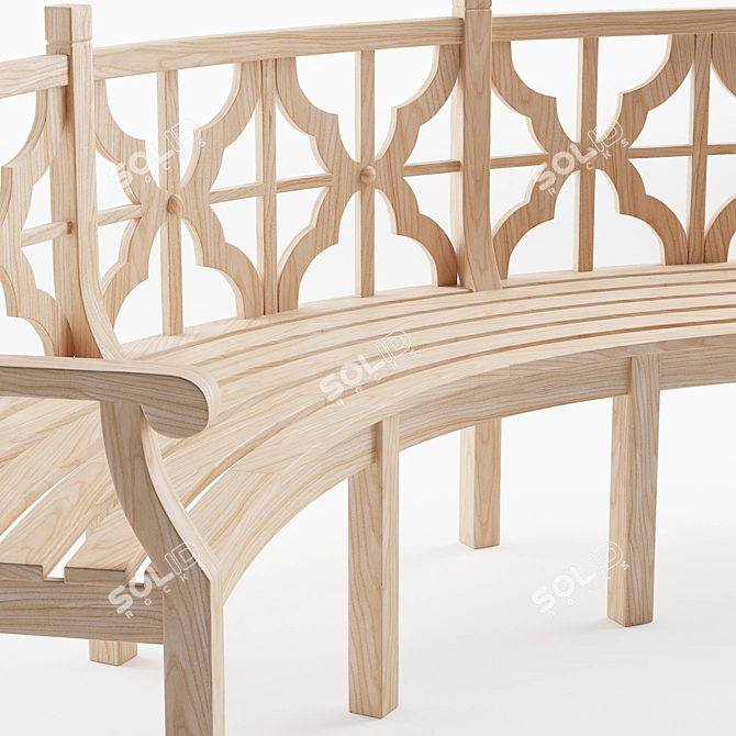 Urban Park Bench: Classic Wood Design 3D model image 3