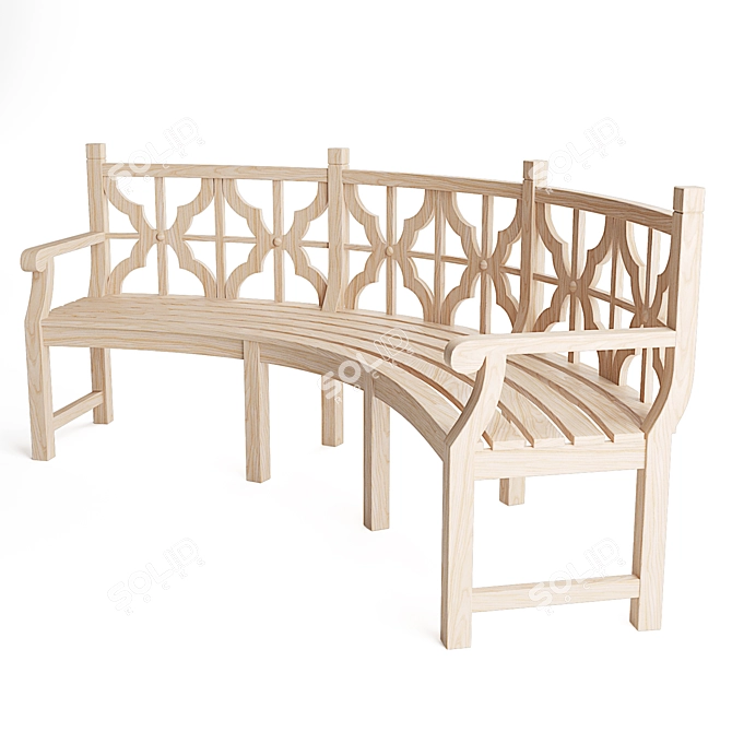 Urban Park Bench: Classic Wood Design 3D model image 4