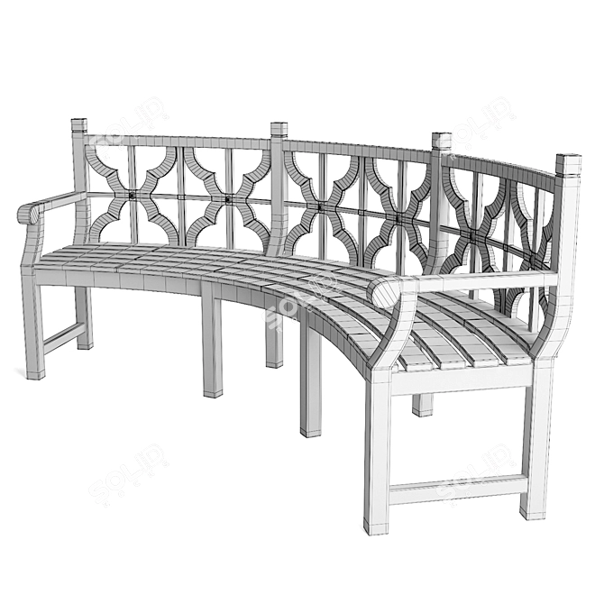 Urban Park Bench: Classic Wood Design 3D model image 5