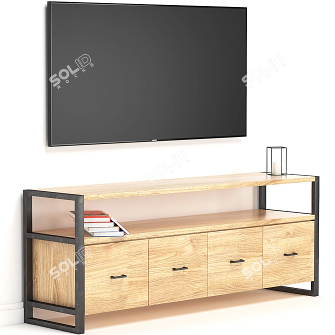 Modern Loft TV Stand - Curbstone HOFT 3D model image 1