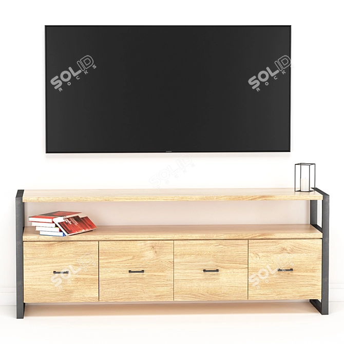 Modern Loft TV Stand - Curbstone HOFT 3D model image 2