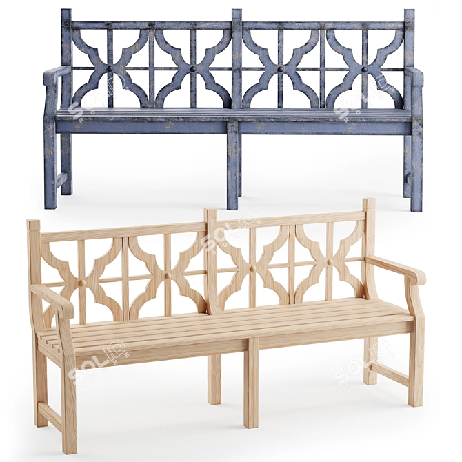 Cityscape Park Bench 2: Light & Vintage Wood, TurboSmooth 3D model image 1