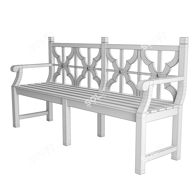 Cityscape Park Bench 2: Light & Vintage Wood, TurboSmooth 3D model image 5