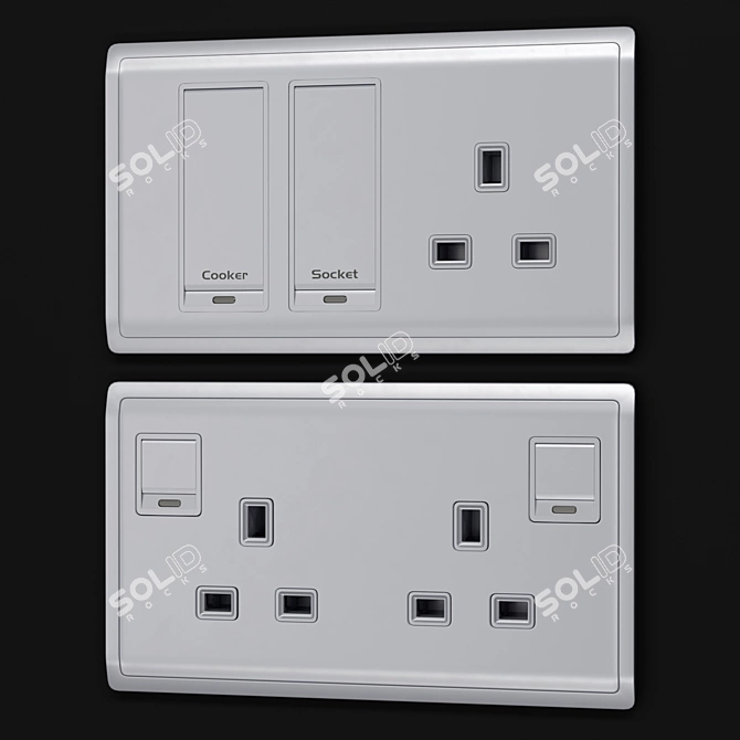 Elegant Aluminum Silver Pieno Switches 3D model image 2