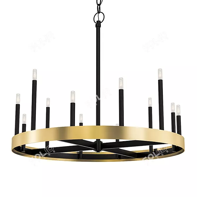 Weathered Brass 12-Light Chandelier 3D model image 1