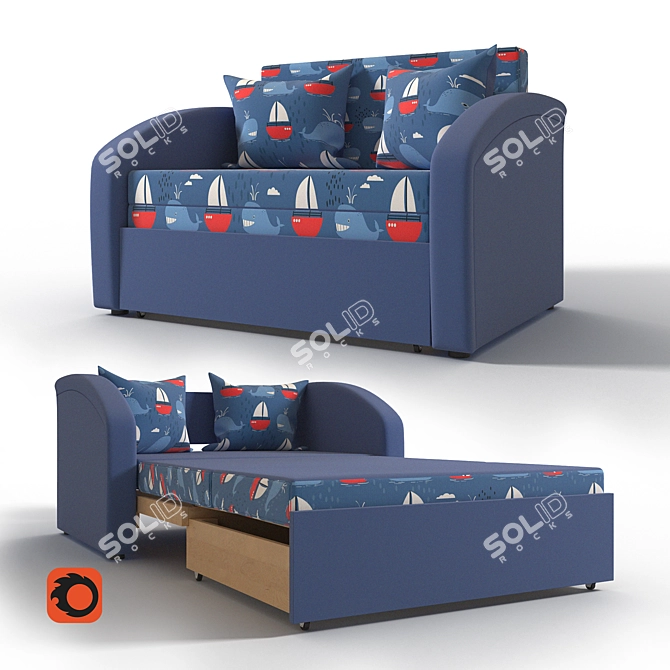 Seashore-inspired Children's Sofa: A Cozy Addition to Any Kid's Room! 3D model image 1