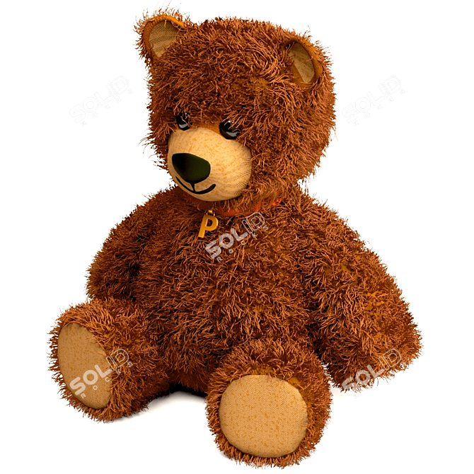 Adorable Teddy Bear with Customizable Hair 3D model image 2