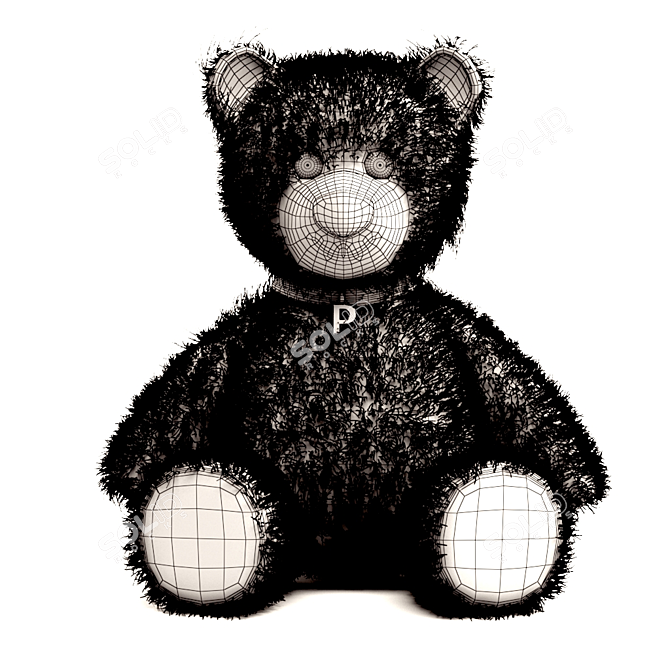 Adorable Teddy Bear with Customizable Hair 3D model image 4