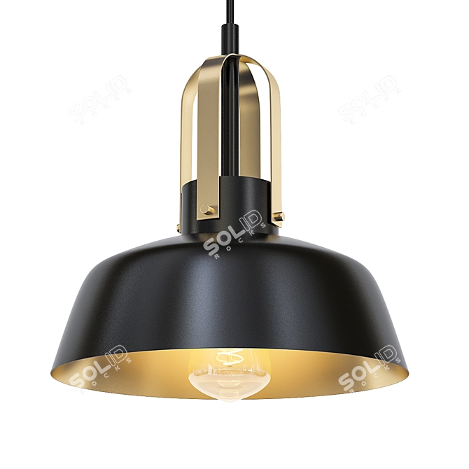 Harmonic Mini Pendant Light: Black & Warm Brass 12 3D model image 1