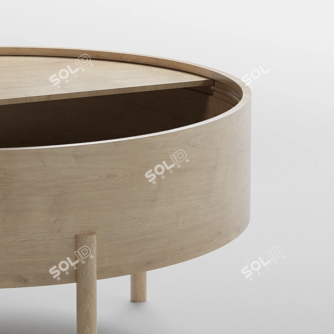 Rustic Round Coffee Table: Unfinished Wood, Storage, 3 Legs 3D model image 2