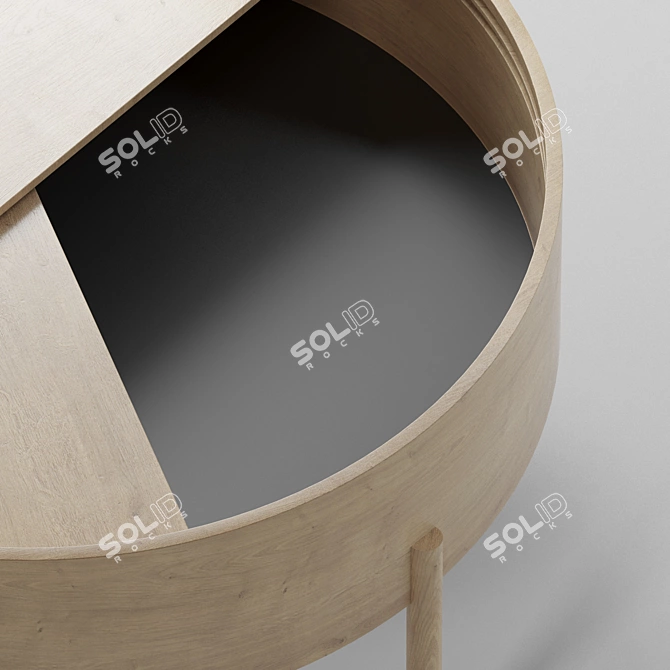 Rustic Round Coffee Table: Unfinished Wood, Storage, 3 Legs 3D model image 3