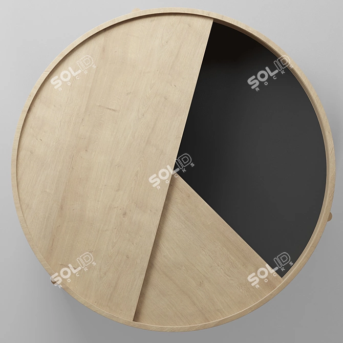 Rustic Round Coffee Table: Unfinished Wood, Storage, 3 Legs 3D model image 4