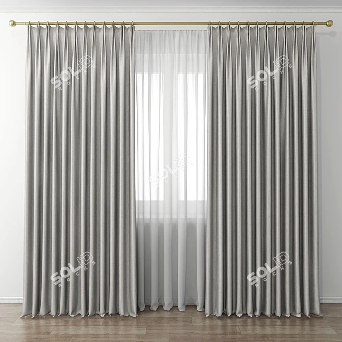 Elegant Sheer Curtain Panel 3D model image 1