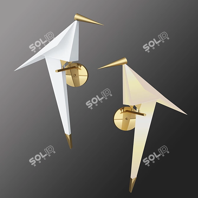 Bird-themed LED Wall Sconce: Gilded Metal Stand, Acrylic Material 3D model image 1