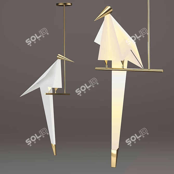 Gilded Bird LED Ceiling Lamp 3D model image 2