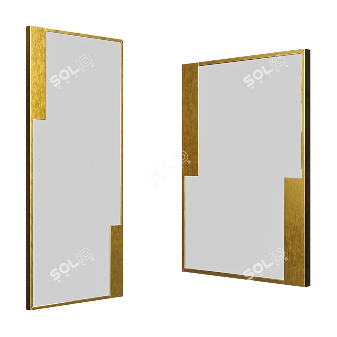 Elegant Brass Mirror by Zara 3D model image 1