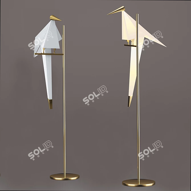 Gilded Bird LED Table Lamp 3D model image 3