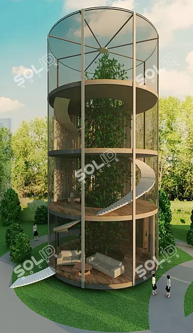 Title: Relaxation Haven: Glass Retreat. 3D model image 1