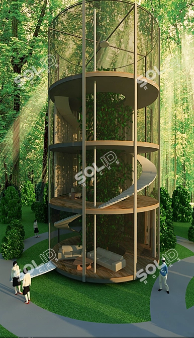 Title: Relaxation Haven: Glass Retreat. 3D model image 3