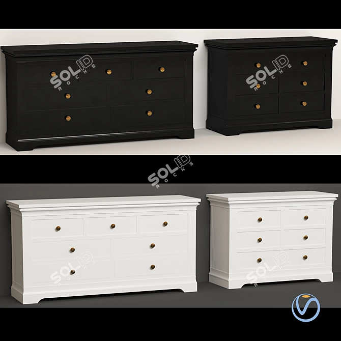 Toulouse Gray 3+4 Chest: Spacious, Stylish Storage 3D model image 5