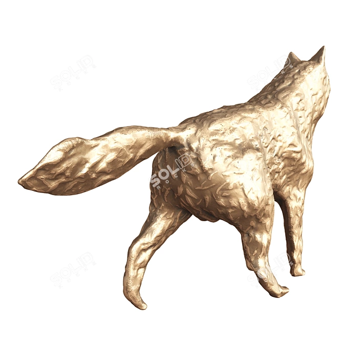 Bronze Wolf Sculpture - 32cm 3D model image 8