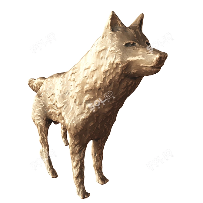 Bronze Wolf Sculpture - 32cm 3D model image 10