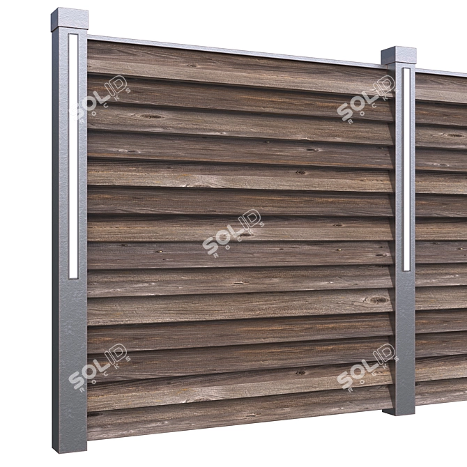 Rustic Wooden Fence: Durable & Stylish 3D model image 2