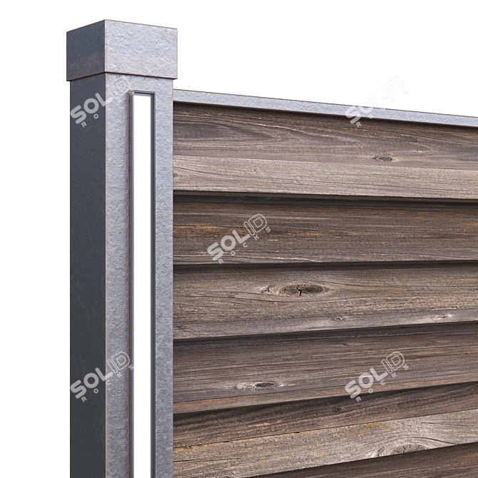 Rustic Wooden Fence: Durable & Stylish 3D model image 3