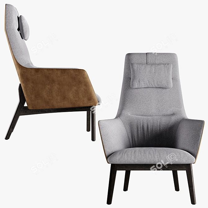 Elegant Comfort: Qing High Upholstered Chair Set 3D model image 2