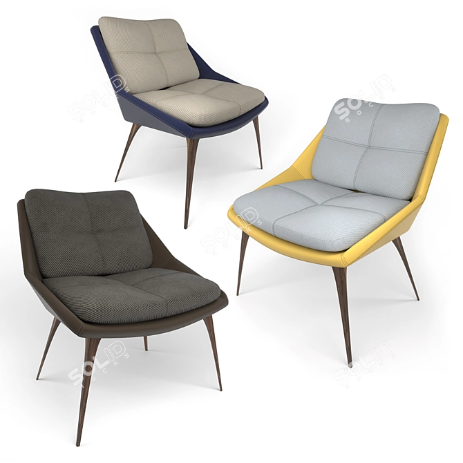 Premium Leather Columbus Lounge Chair 3D model image 1