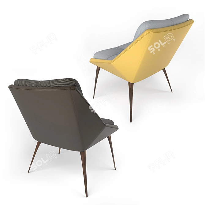 Premium Leather Columbus Lounge Chair 3D model image 2