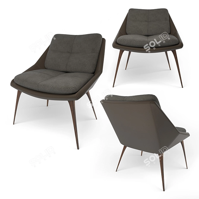 Premium Leather Columbus Lounge Chair 3D model image 3