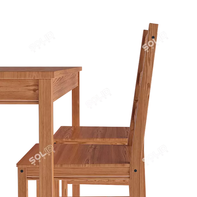 Yokmokk Ikea 4-Piece Pine Dining Set 3D model image 2