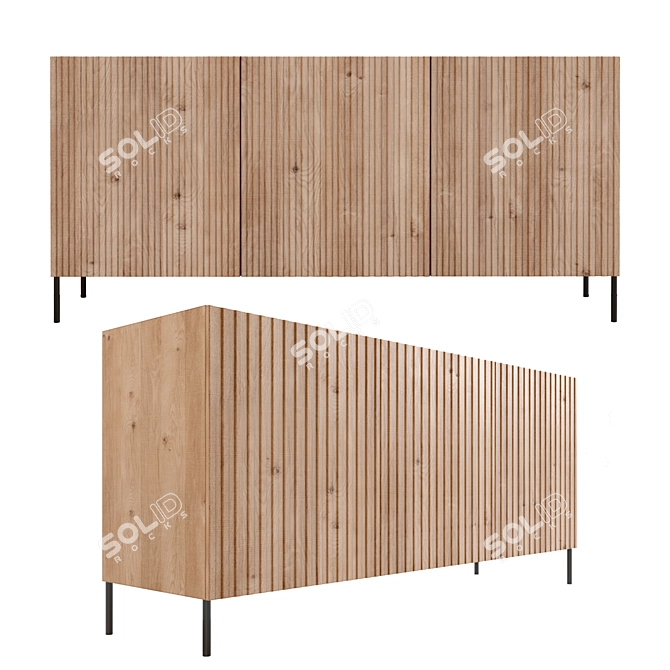 Rustic Wood Cabinet Ensemble 3D model image 6