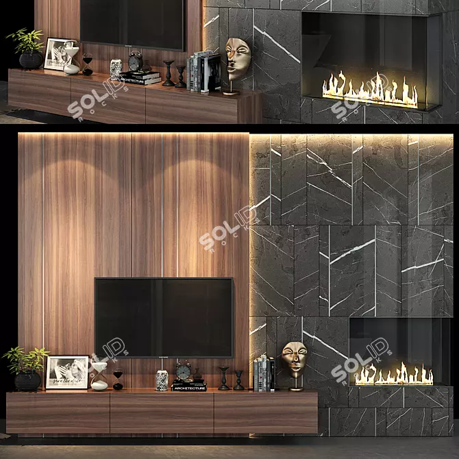 Transformable TV Wall Set 3D model image 1