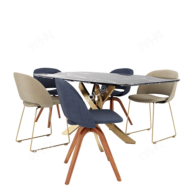 Elegant Artistic Table Set 3D model image 2