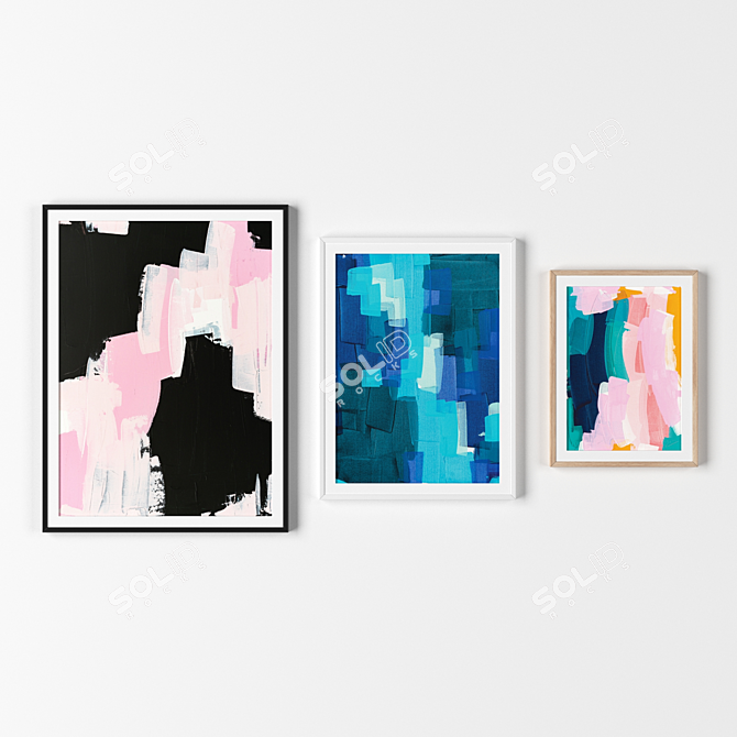 Modern Collection of 3 Frames in Various Sizes 3D model image 1