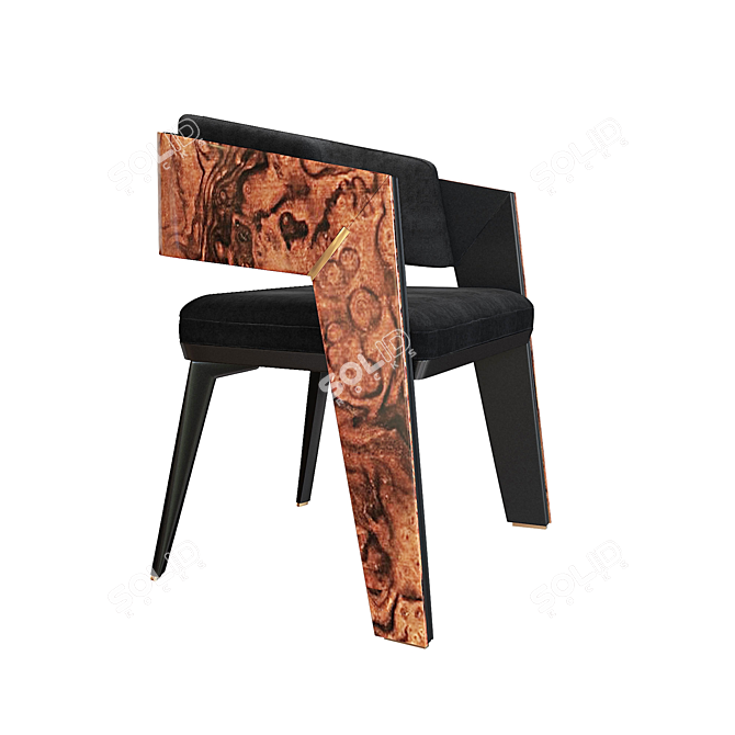 Elegant Walnut Dining Chair 3D model image 1