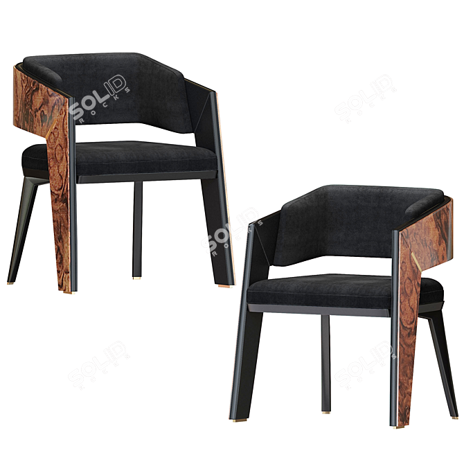 Elegant Walnut Dining Chair 3D model image 4