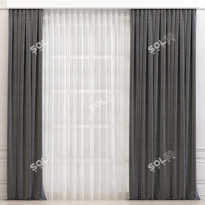 Sleek Reimagined Curtains 3D model image 1