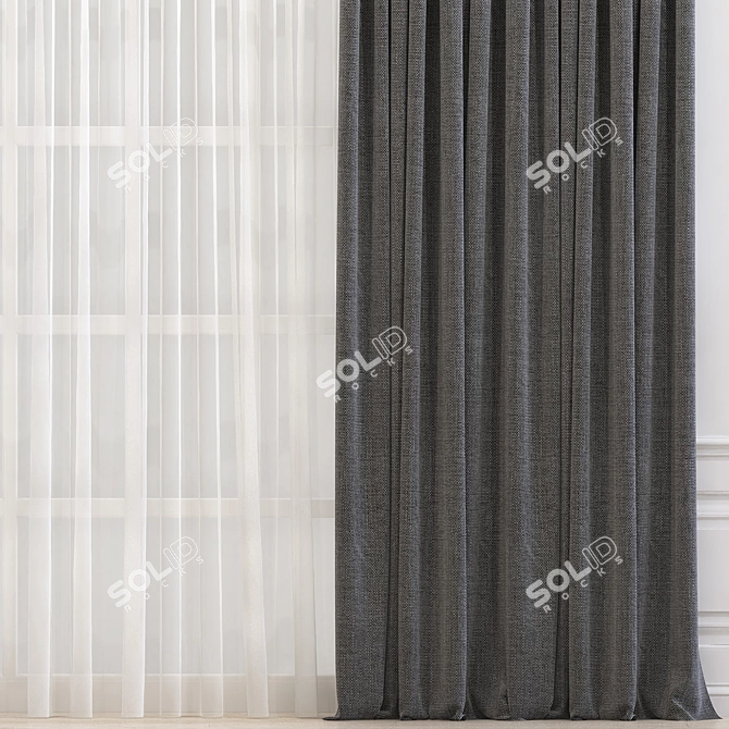 Sleek Reimagined Curtains 3D model image 2