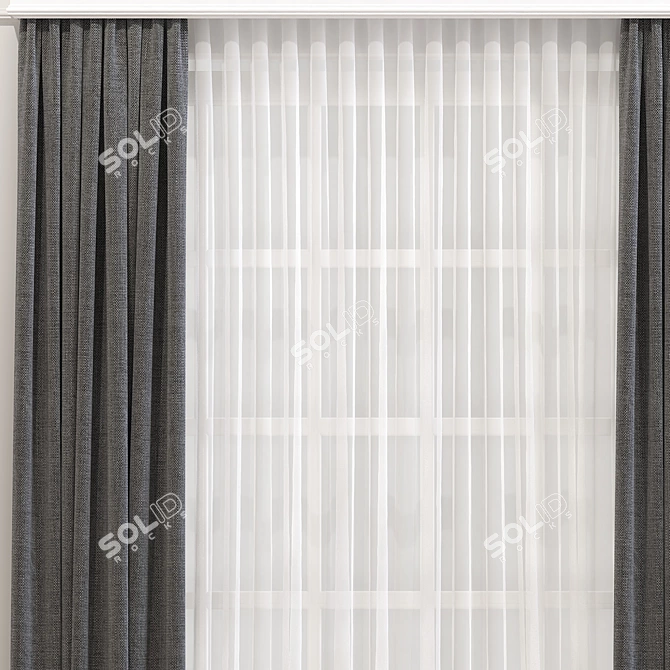 Sleek Reimagined Curtains 3D model image 3