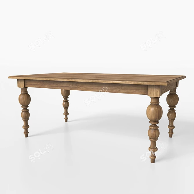 Solid Wood Table 3D model image 1