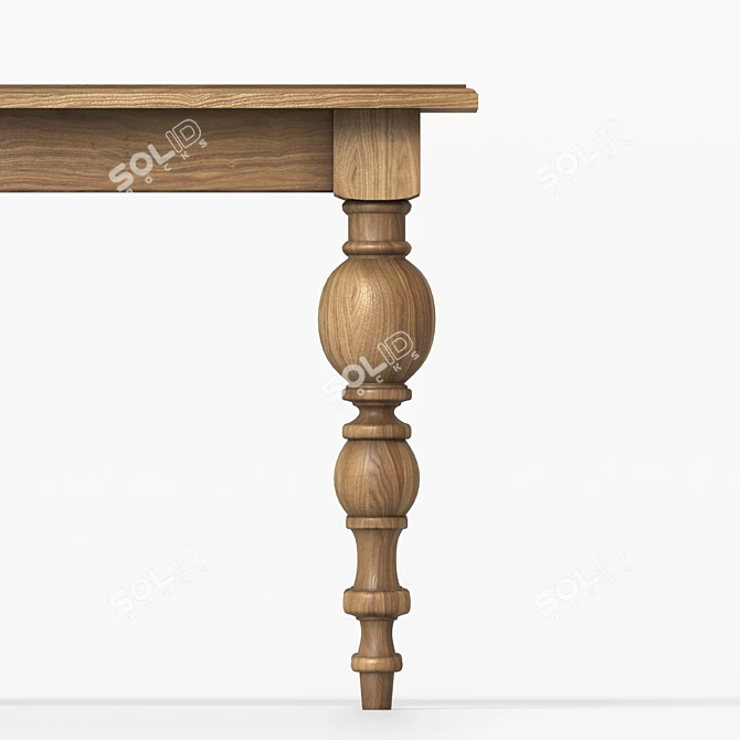 Solid Wood Table 3D model image 2