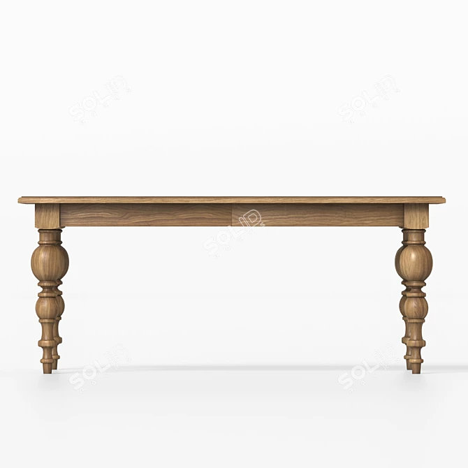 Solid Wood Table 3D model image 3