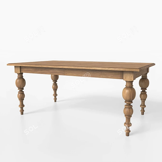 Solid Wood Table 3D model image 5