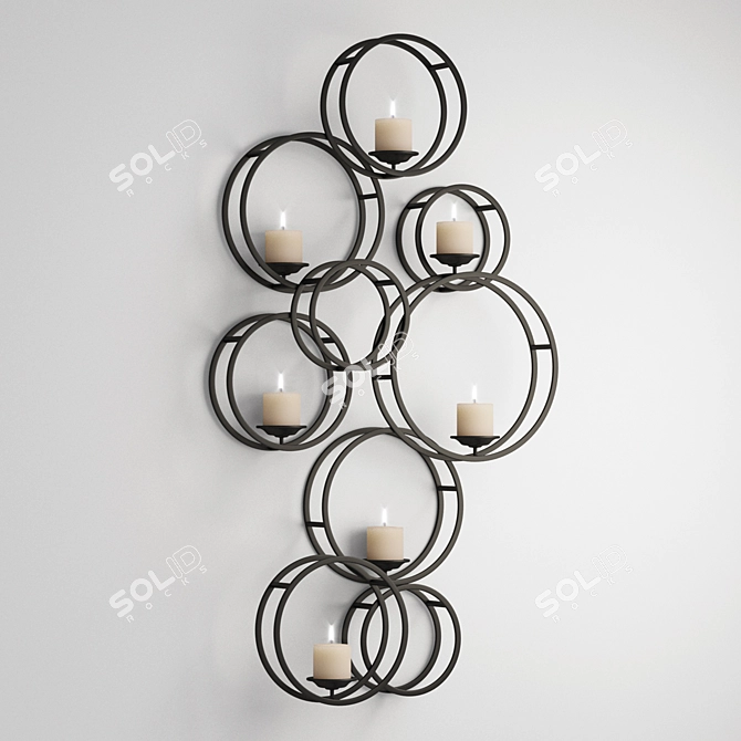 Hand-Forged Bronze Candle Sconce 3D model image 2