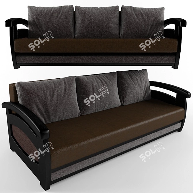 Prague Eurobook Sofa: Stylish and Functional 3D model image 1